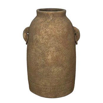 TERRACOTTA HANDMADE VASE 8"X12.5"H W/IRON HANDLES