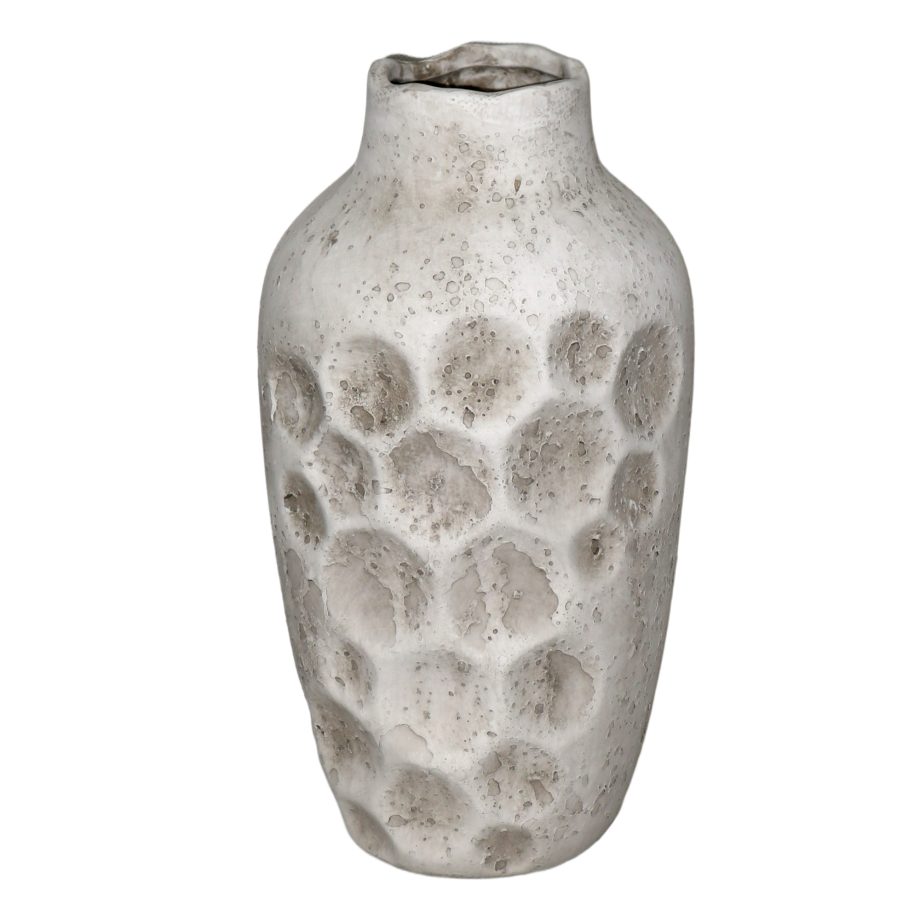 CERAMIC VASE 6.75"X12.6"H STONE FINISH