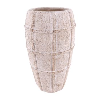 CEMENT VASE 5"X9"H NATURAL FINISH W/CHECK PATTERN