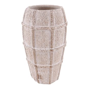 CEMENT VASE 7"X12"H NATURAL FINISH W/CHECK PATTERN