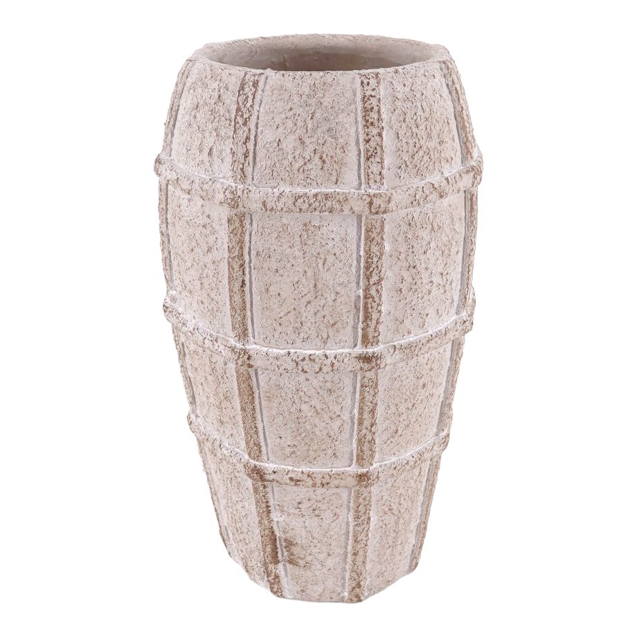 CEMENT VASE 7"X12"H NATURAL FINISH W/CHECK PATTERN