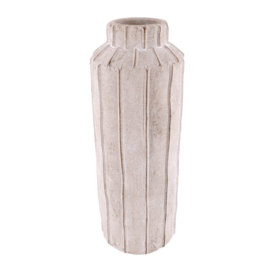 CEMENT VASE 5.5"X15"H NATURAL FINISH