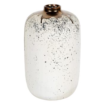 CERAMIC STEM VASE 7.5"X11.5"H CREAM/BRONZE