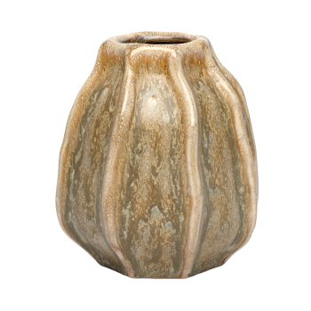 CERAMIC VASE 5"X5.5" GLAZED LIGHT GREEN