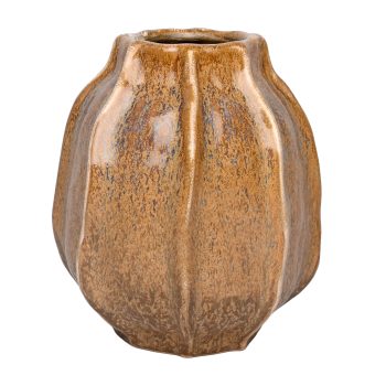 CERAMIC VASE 8"X9" GLAZED CARAMEL