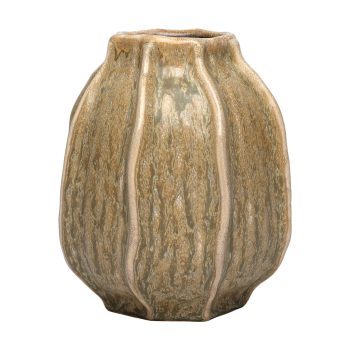 CERAMIC VASE 8"X9" GLAZED LIGHT GREEN