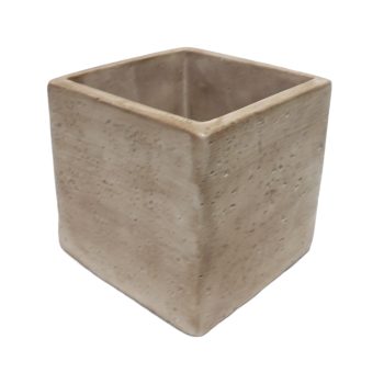 CEMENT CUBE POT/DECOR 4"X4"H NATURAL/SAND FINISH