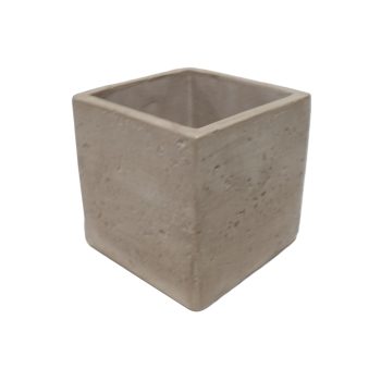 CEMENT CUBE POT DECOR 5.5"X5.5"H NATURAL/SAND FIN