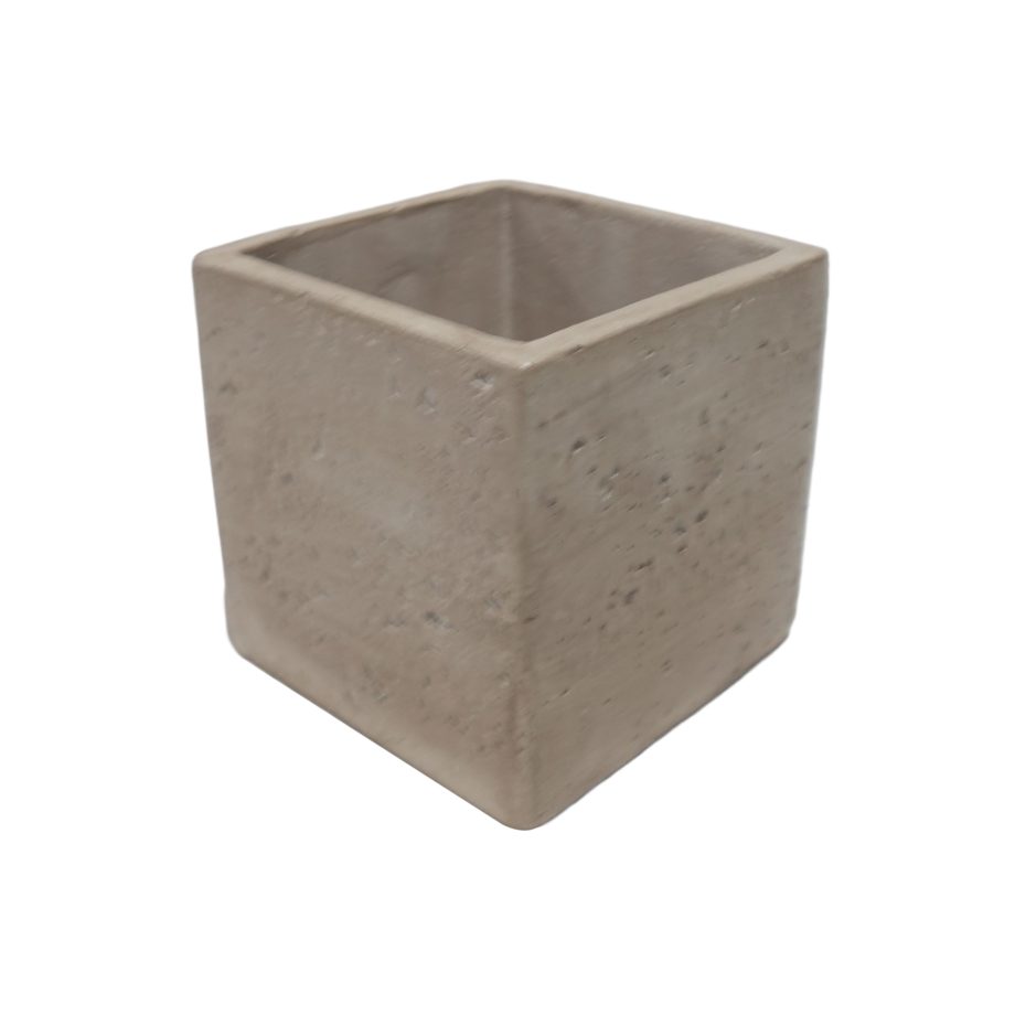 CEMENT CUBE POT DECOR 5.5"X5.5"H NATURAL/SAND FINISH