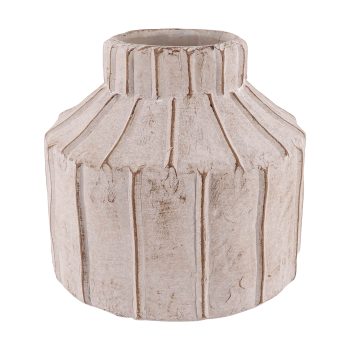 CEMENT VASE 7"X6"H STRIPES NATURAL STONE FINISH