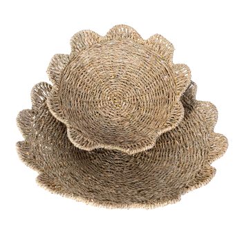 GRASS WOVEN BASKET 17"X3.5"/13"X4" NATURAL