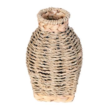 GRASS WOVEN VASE 5"X8" SEAWEED ROPE NATURAL FINISH