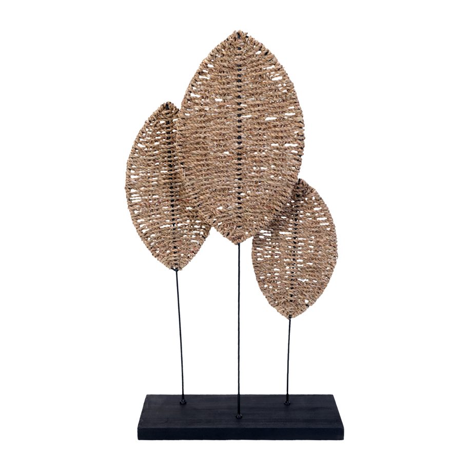 WOVEN TABLE DECOR 3LEAF 14"X5"X26"H NATURAL/BLACK STAND