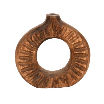 WOODEN TABLE DECOR VASE 10.2"X2"X10" WALNUT FINISH