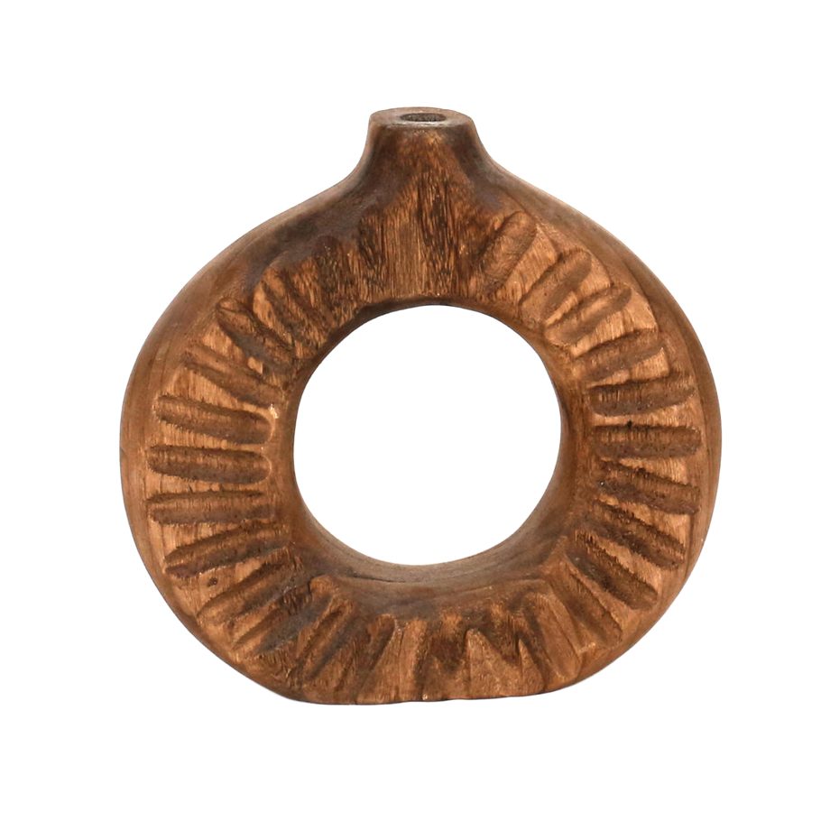 WOODEN TABLE DECOR VASE 10.2"X2"X10" WALNUT FINISH