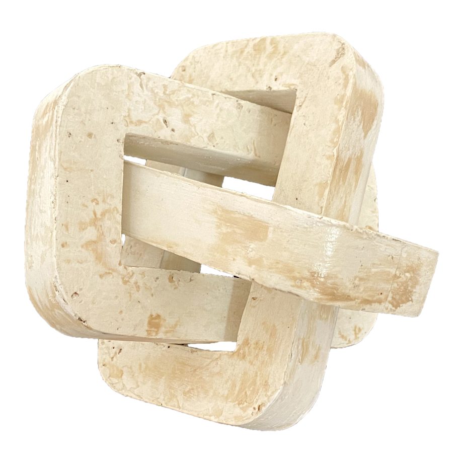 WOODEN/MDF CHAIN DECOR 6'X6"X6" NATURAL CREAM FIN.