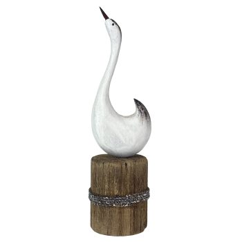 PELICAN ON LOG 14"H WOODEN NATURAL FINISH