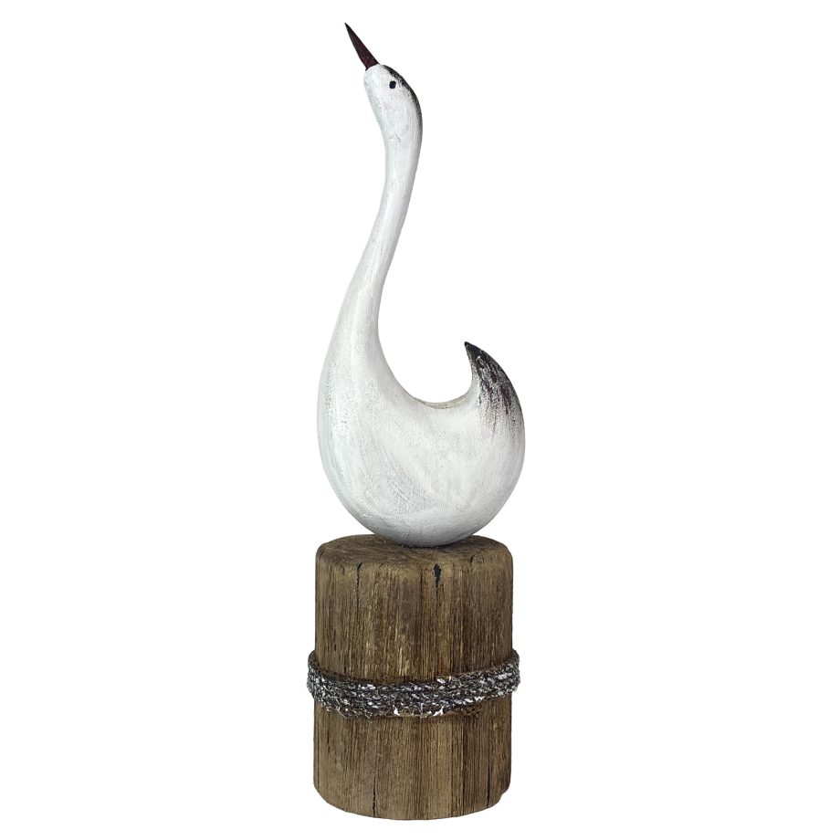 PELICAN ON LOG 14"H WOODEN NATURAL FINISH