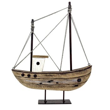 SAILBOAT 12"H WOODEN NATURAL FINISH