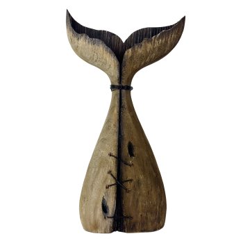 WHALE TAIL 16"H WOODEN NATURAL FINISH