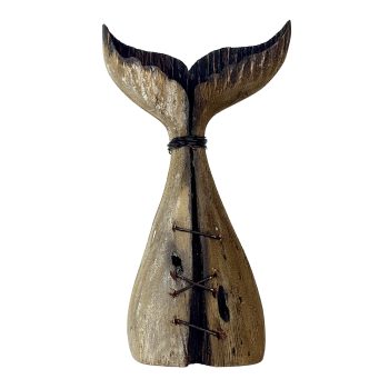 WHALE TAIL 8"H WOODEN NATURAL FINISH