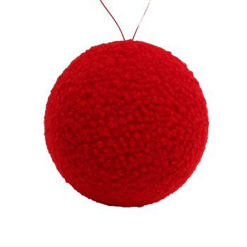 BALL FABRIC 4" RED WOOL LOOK