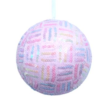 BALL FABRIC SQ 4" PINK W/PATTERN