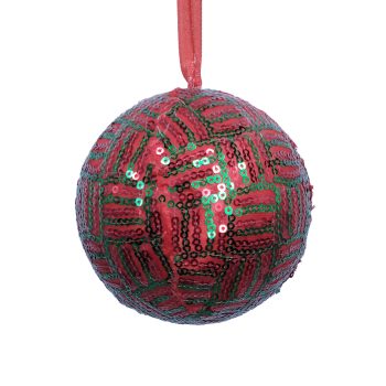 BALL FABRIC SQ 4" RED/GREEN PATTERN