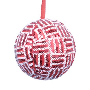 BALL FABRIC SQ 4" RED/WHITE PATTERN