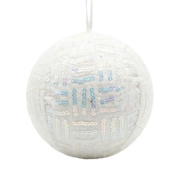 BALL FABRIC SQ 4" WHITE W/PATTERN