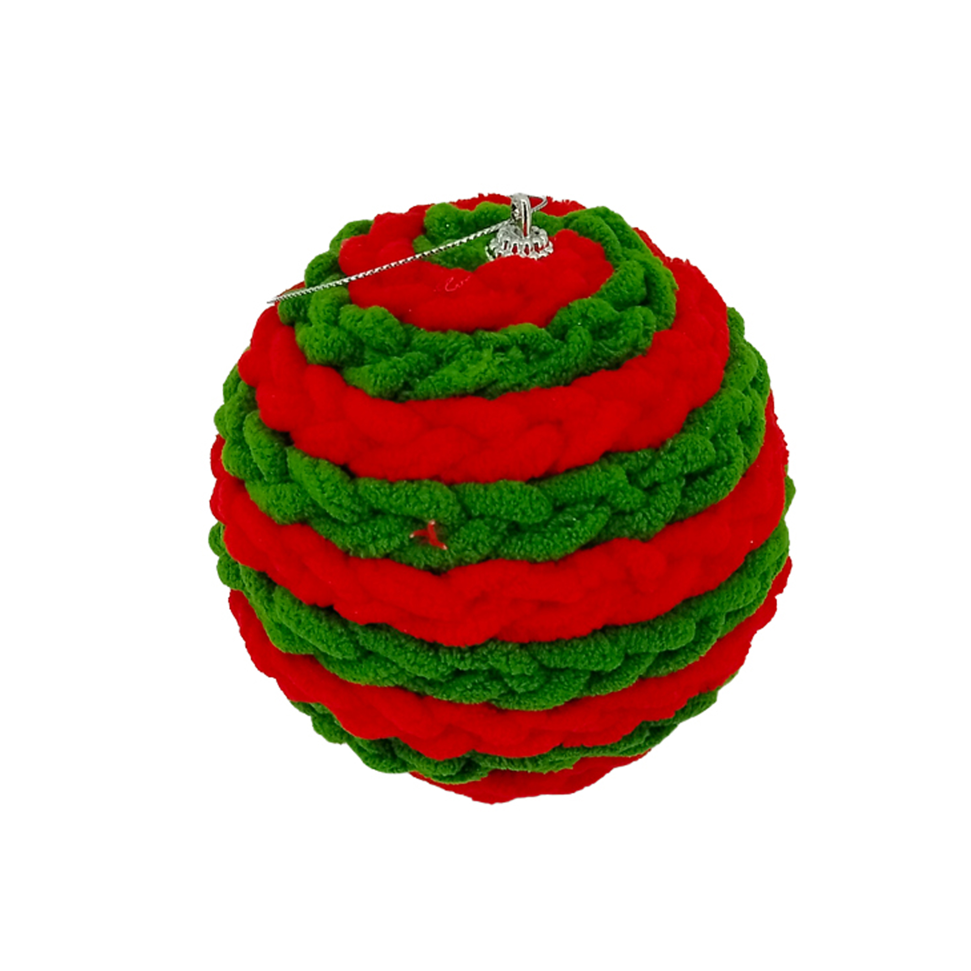 BALL BRAIDED KNIT 5" RED/GREEN W/ COZY WOVEN TEXTURE