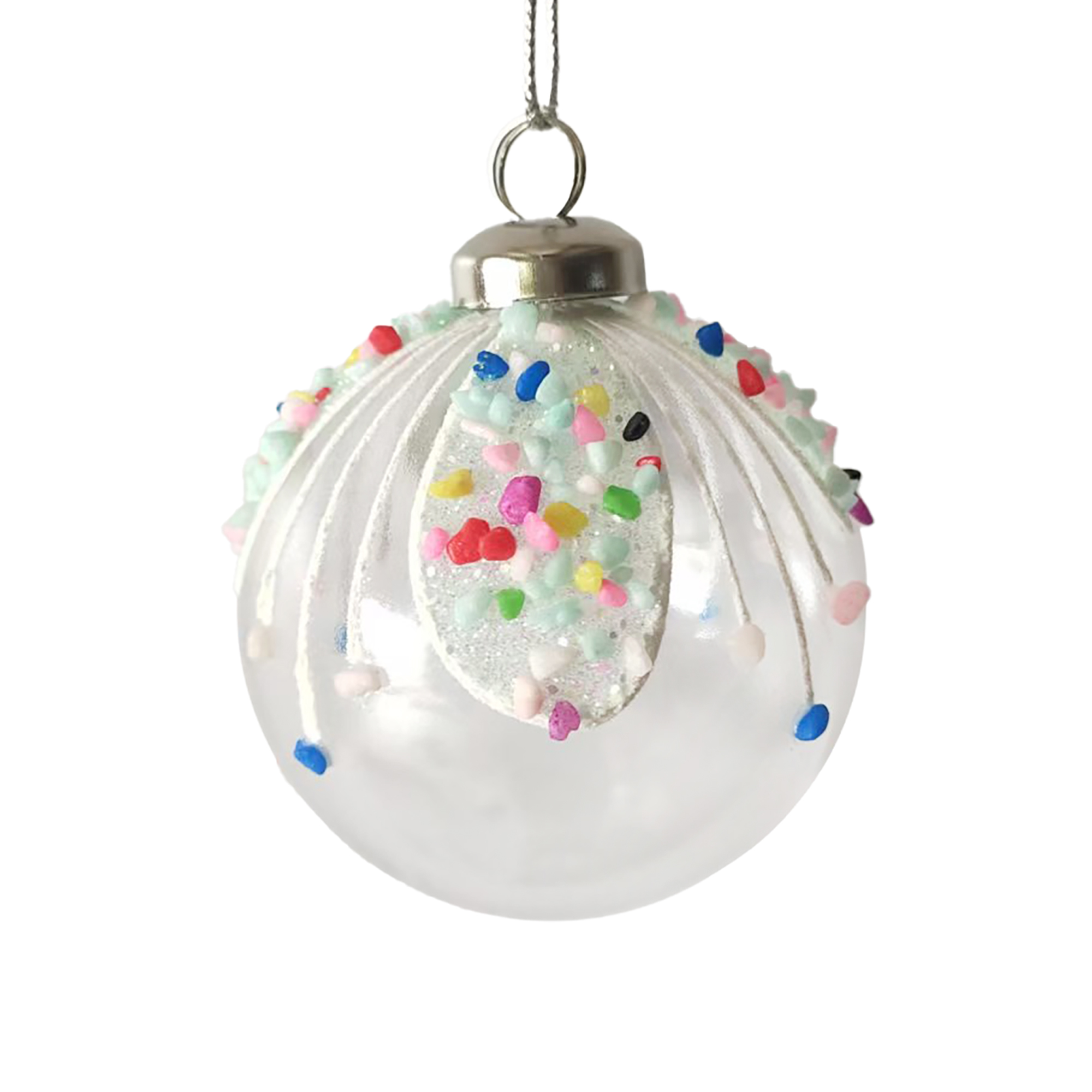 BALL 80MM/3" CLEAR WITH CANDY SPRINKLE