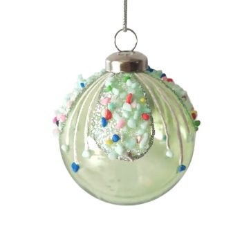 BALL 80MM/3" GREEN WITH CANDY SPRINKLE