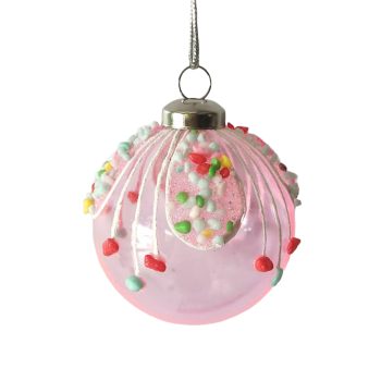 BALL 80MM/3" PINK WITH CANDY SPRINKLE