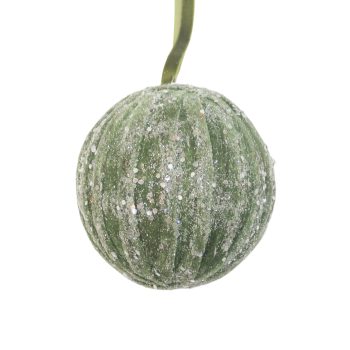 BALL FABRIC FROSTED 5" SAGE W/ICE GLITTER