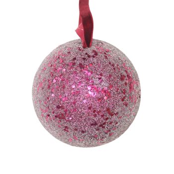 BALL ICED 4" PLUM W/GLITTER