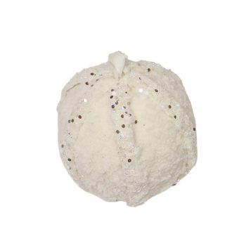 BALL WOOL 4" IVORY W/GLITTER