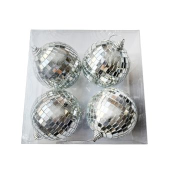 MIRROR BALL 3" SILVER FOAM/MIRROR 4PCS