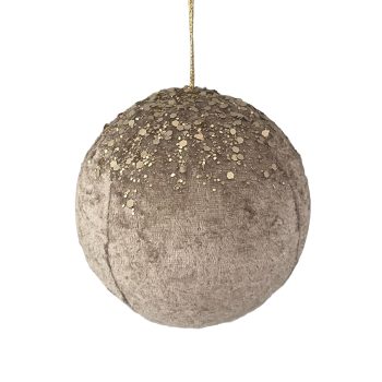 BALL VELVET 4" CHAMPAGNE W/GOLD GLITTER