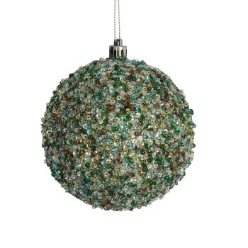 BALL GLITTER & BEADS 105MM/4" PEACOCK