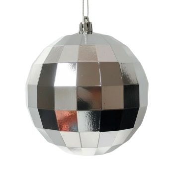 BALL FACETED SHINY 100MM/4" SILVER