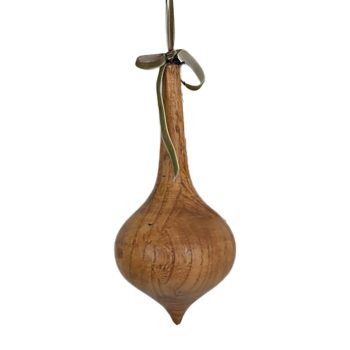ORN WOODEN TEARDROP 13"X3" BROWN FINISH