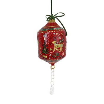PAPER MACHE ORN FINIAL 4"X10" RED DECORATED