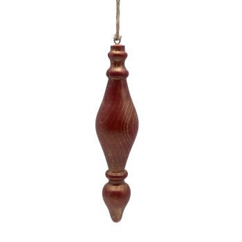 ORN WOODEN FINIAL 2"X7" RED WOOD/JUTE