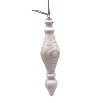 ORN WOODEN FINIAL 2"X7" WHITE WOOD/JUTE
