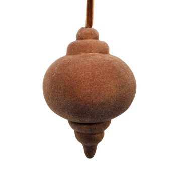 ORN FINIAL FLOCKED 3"X4.5" CARAMEL BROWN POLY FOAM BASE