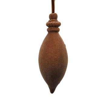 ORN FINIAL FLOCKED2.5"X6.5" CARAMEL BROWN POLY FOAM BASE