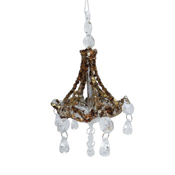 ORN GLASS CHANDELIER 6"X3.5" CLEAR/GOLD