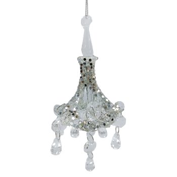 ORN GLASS CHANDELIER5.5"X3" CLEAR/SILVER