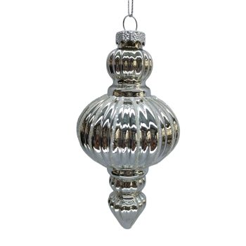 ORN GLASS FINIAL 2.5"X6" SHINY SILVER